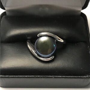 925 Sterling Silver Tahitian Cultured Pearl Ring Size 11